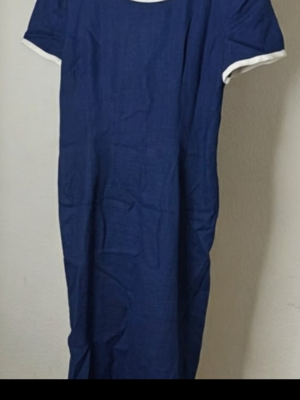 Maggy London Navy Dress with Cream Trim - Sz 10